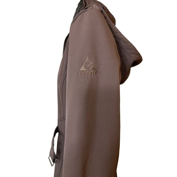 Gerry Softshell Belted Jacket Womens S Removable Hood Warm Faux Fur Coat - Picture 2 of 10